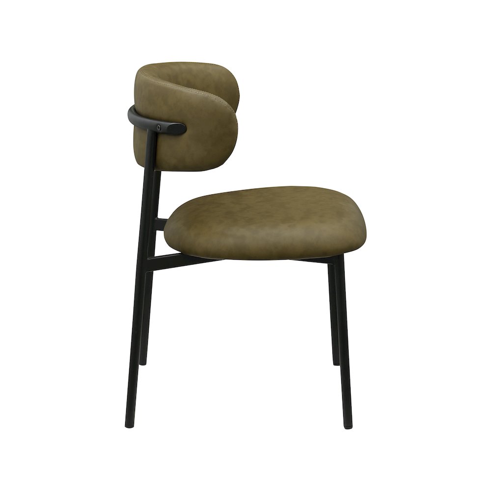 Lupita Olive Vegan Leather Dining Chair, Set of 2. Picture 4