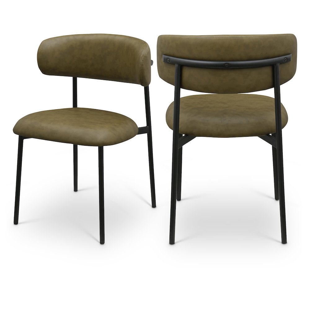 Lupita Olive Vegan Leather Dining Chair, Set of 2. Picture 1