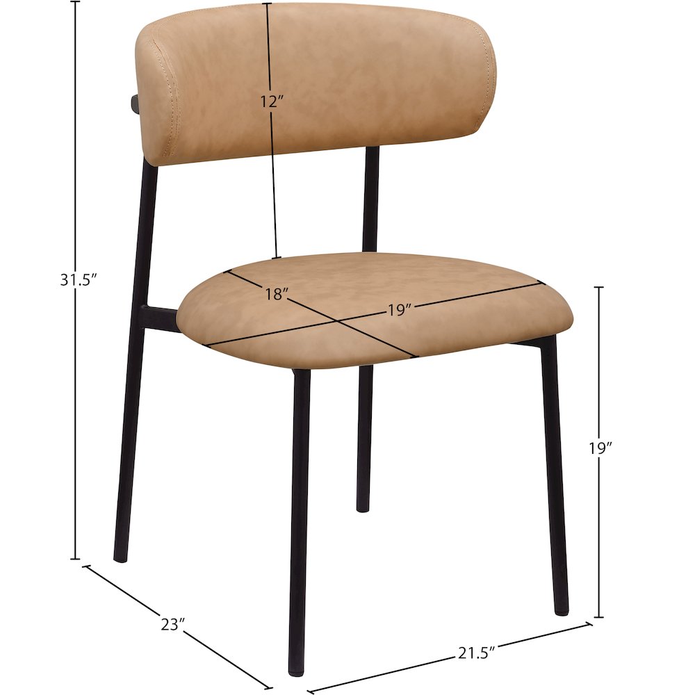 Lupita Tan Vegan Leather Dining Chair, Set of 2. Picture 7