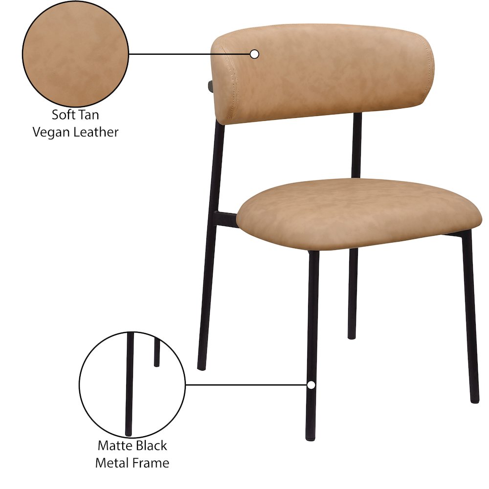 Lupita Tan Vegan Leather Dining Chair, Set of 2. Picture 8