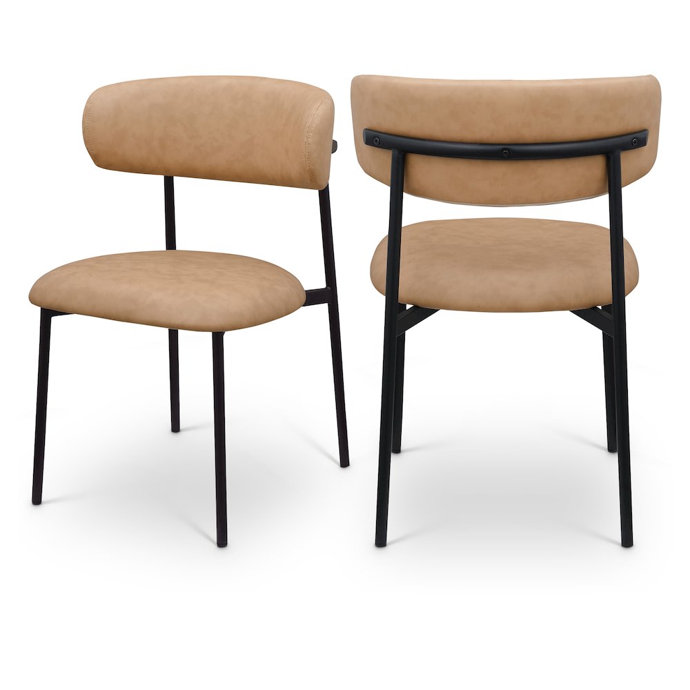 Lupita Tan Vegan Leather Dining Chair, Set of 2. Picture 1