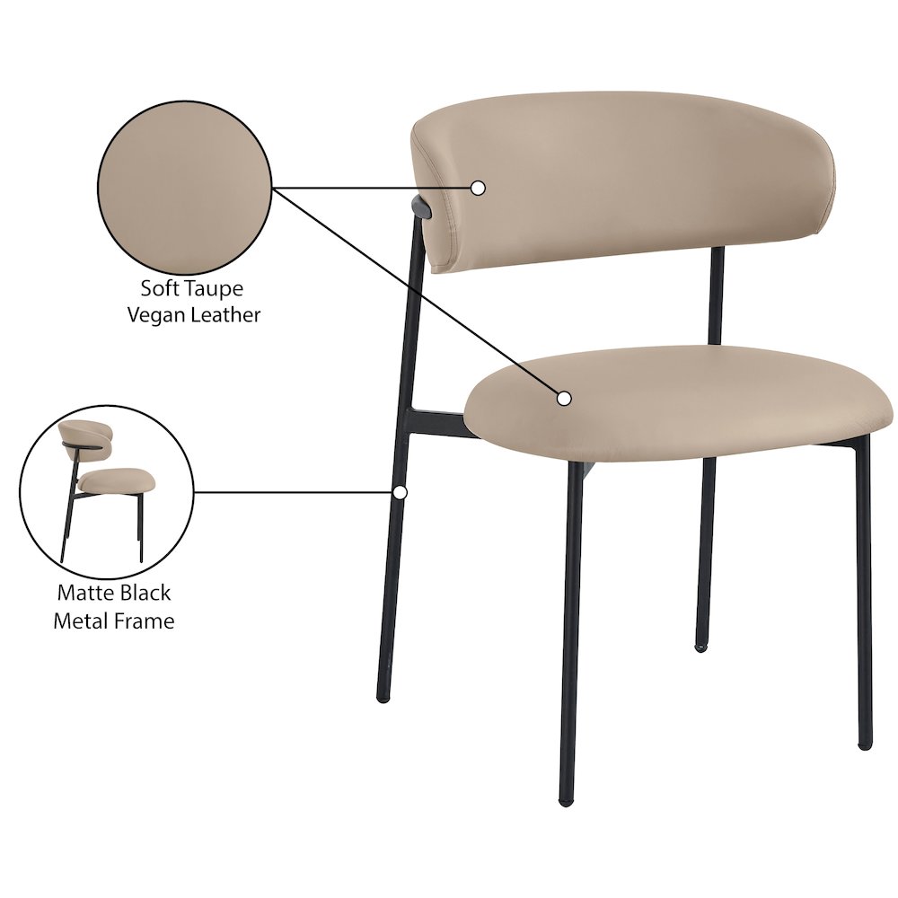 Lupita Taupe Vegan Leather Dining Chair, Set of 2. Picture 8