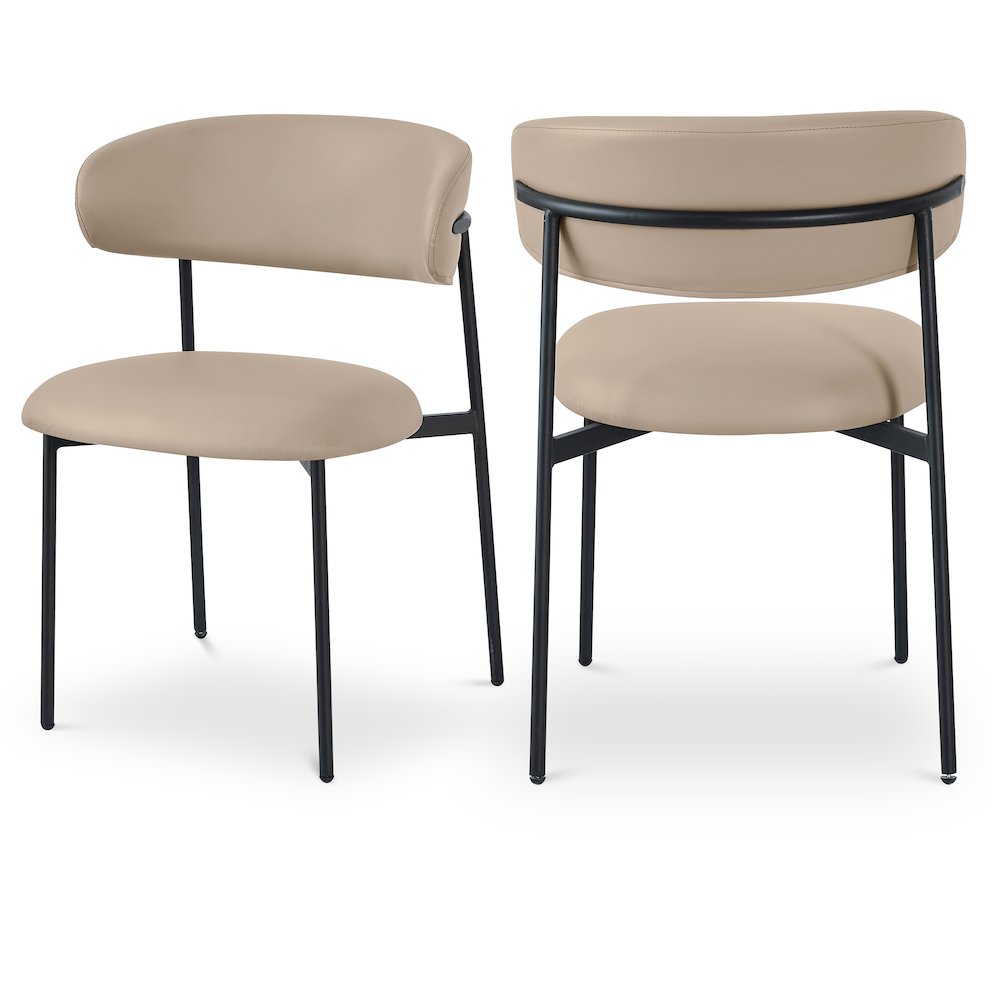 Lupita Taupe Vegan Leather Dining Chair, Set of 2. Picture 1
