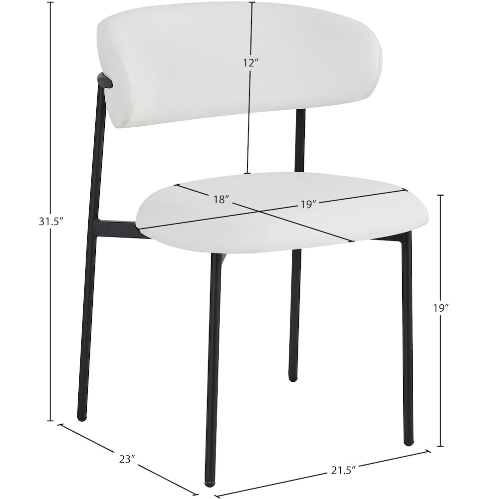 Lupita Off-White Vegan Leather Upholstered Dining Chair, Set of 2. Picture 7