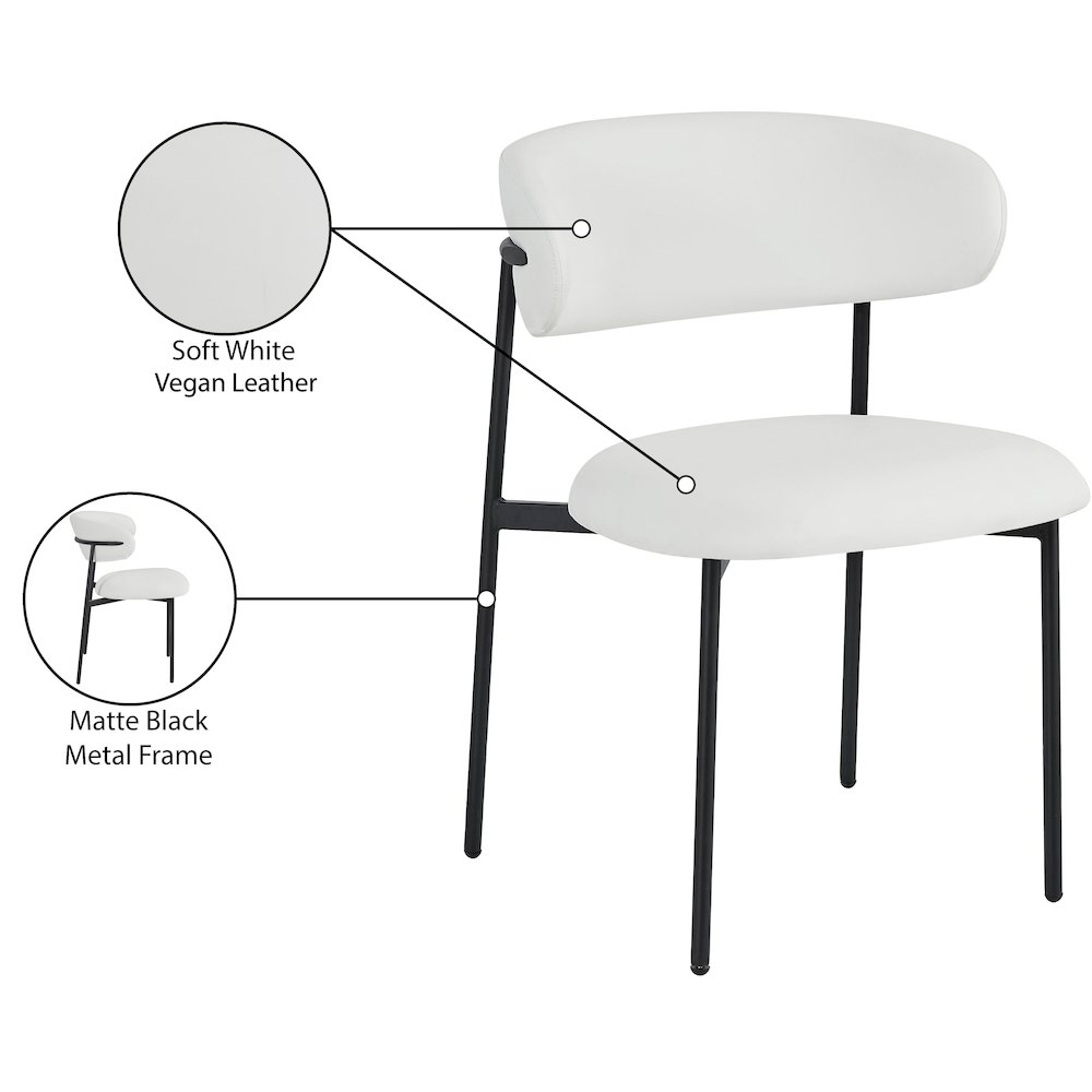Lupita Off-White Vegan Leather Upholstered Dining Chair, Set of 2. Picture 8