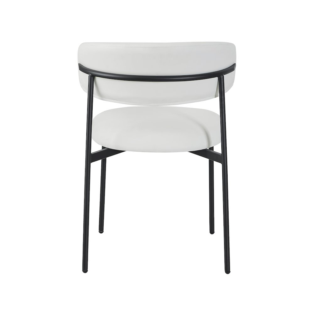 Lupita Off-White Vegan Leather Upholstered Dining Chair, Set of 2. Picture 2