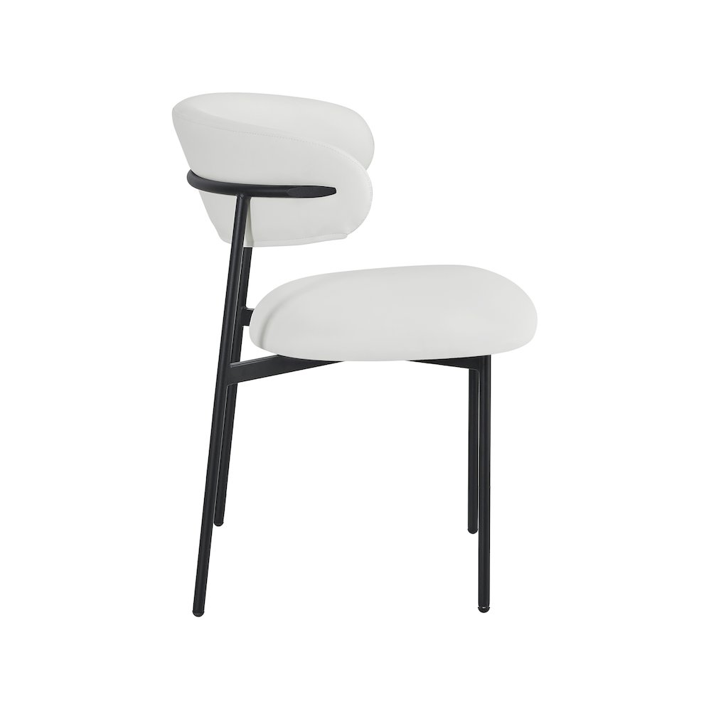 Lupita Off-White Vegan Leather Upholstered Dining Chair, Set of 2. Picture 4