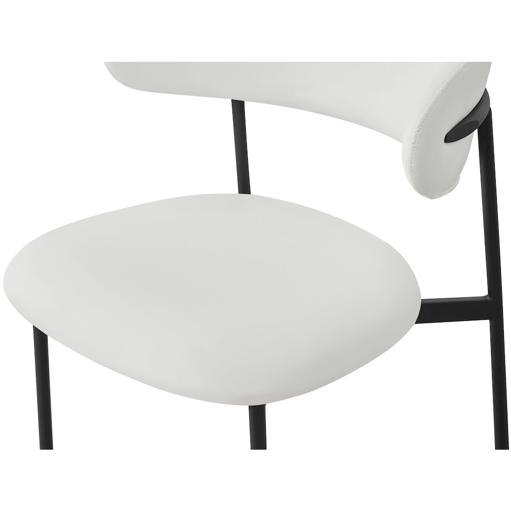 Lupita Off-White Vegan Leather Upholstered Dining Chair, Set of 2. Picture 5