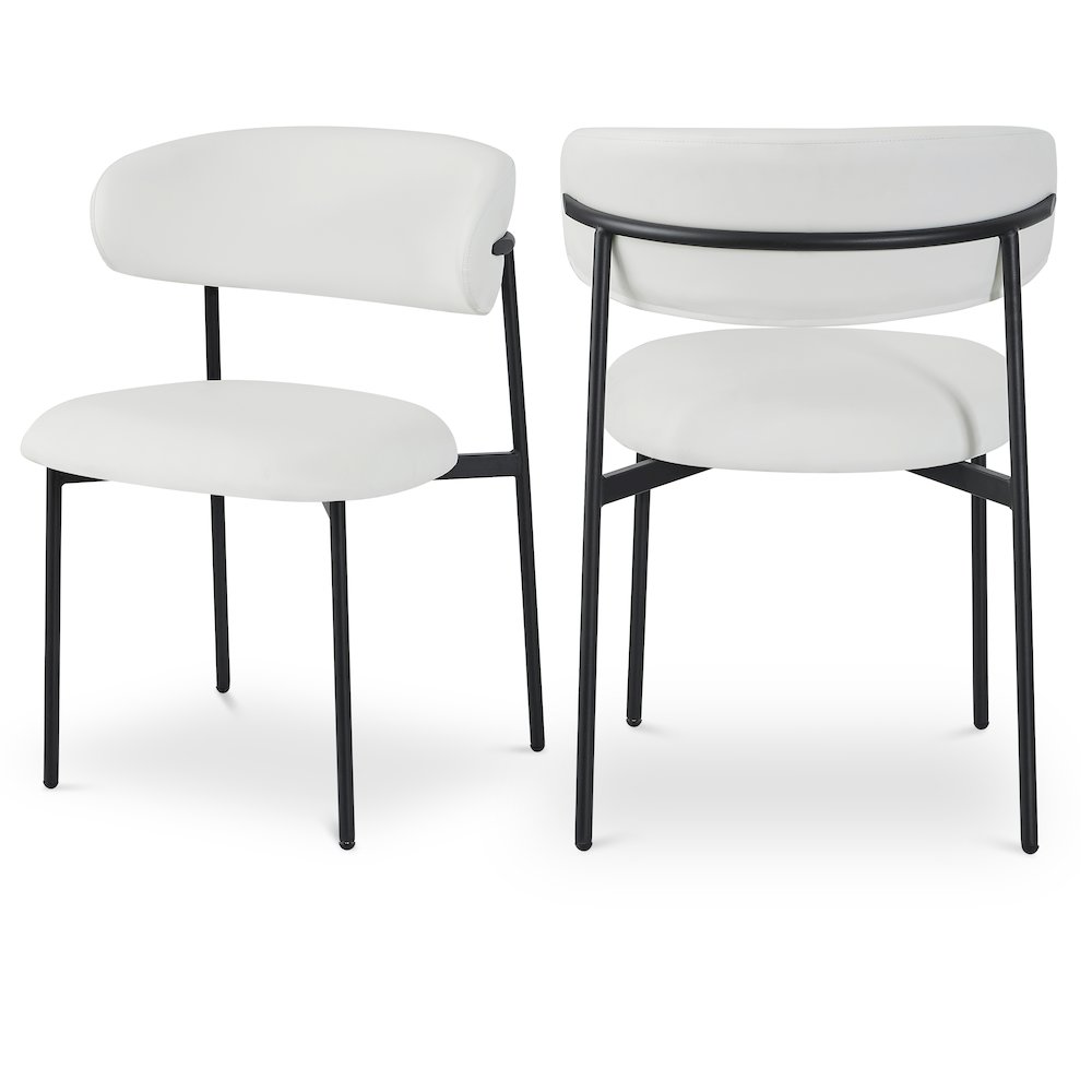 Lupita Off-White Vegan Leather Upholstered Dining Chair, Set of 2. Picture 1