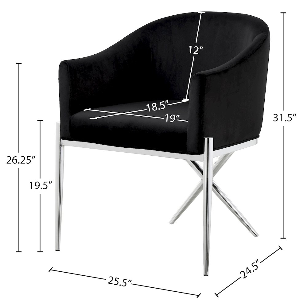 Xavier Black Velvet Dining Chair. Picture 4
