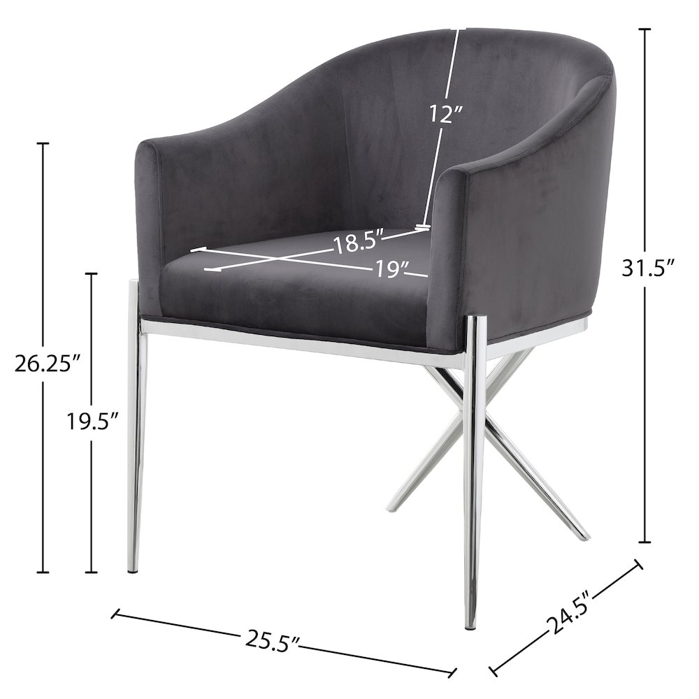 Xavier Grey Velvet Dining Chair. Picture 4