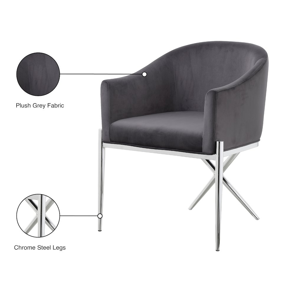 Xavier Grey Velvet Dining Chair. Picture 5