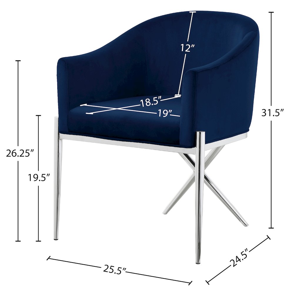 Xavier Navy Velvet Dining Chair. Picture 4