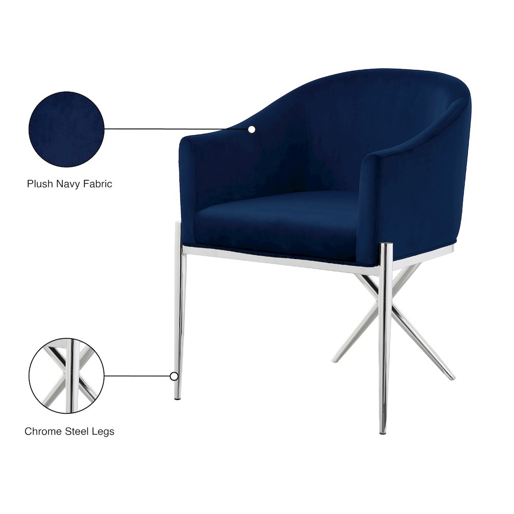 Xavier Navy Velvet Dining Chair. Picture 5