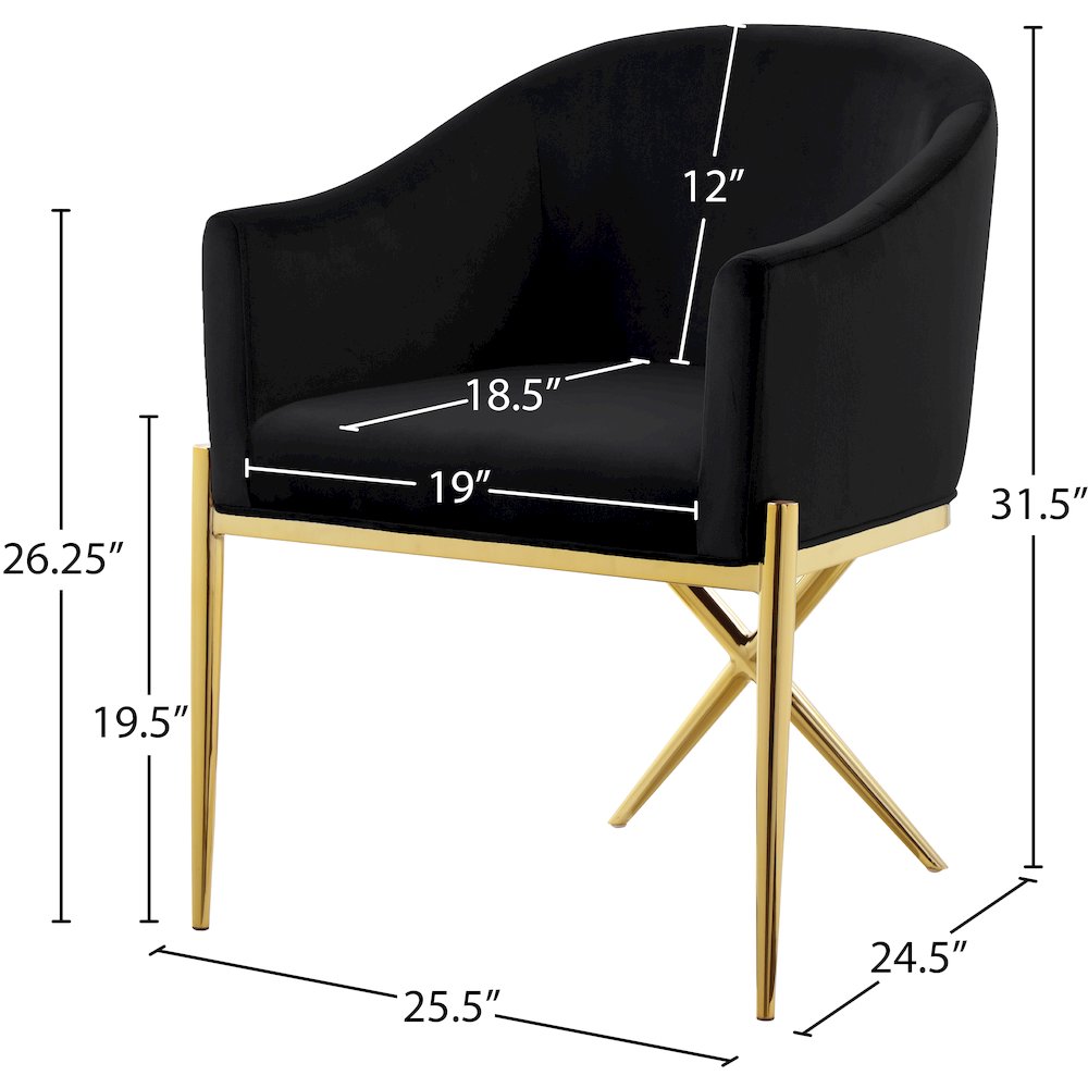 Xavier Black Velvet Dining Chair. Picture 4