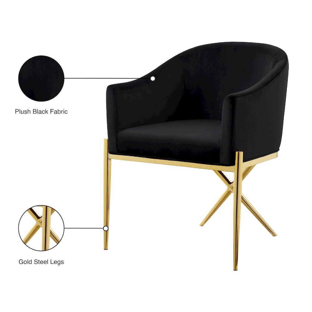 Xavier Black Velvet Dining Chair. Picture 5