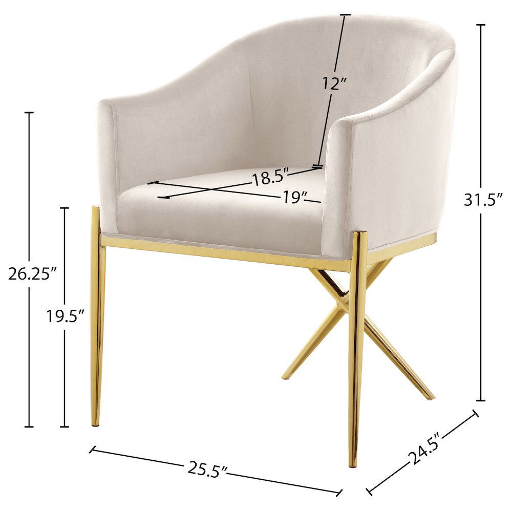 Xavier Cream Velvet Dining Chair. Picture 4