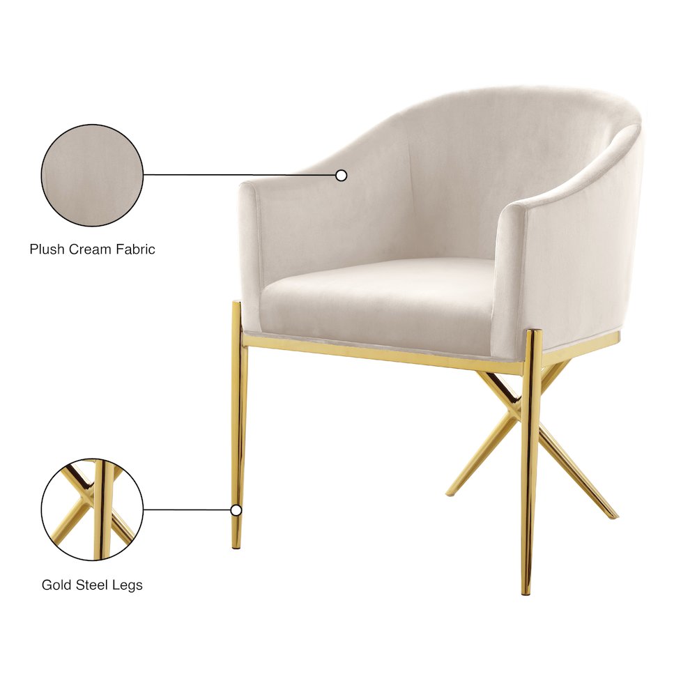 Xavier Cream Velvet Dining Chair. Picture 5
