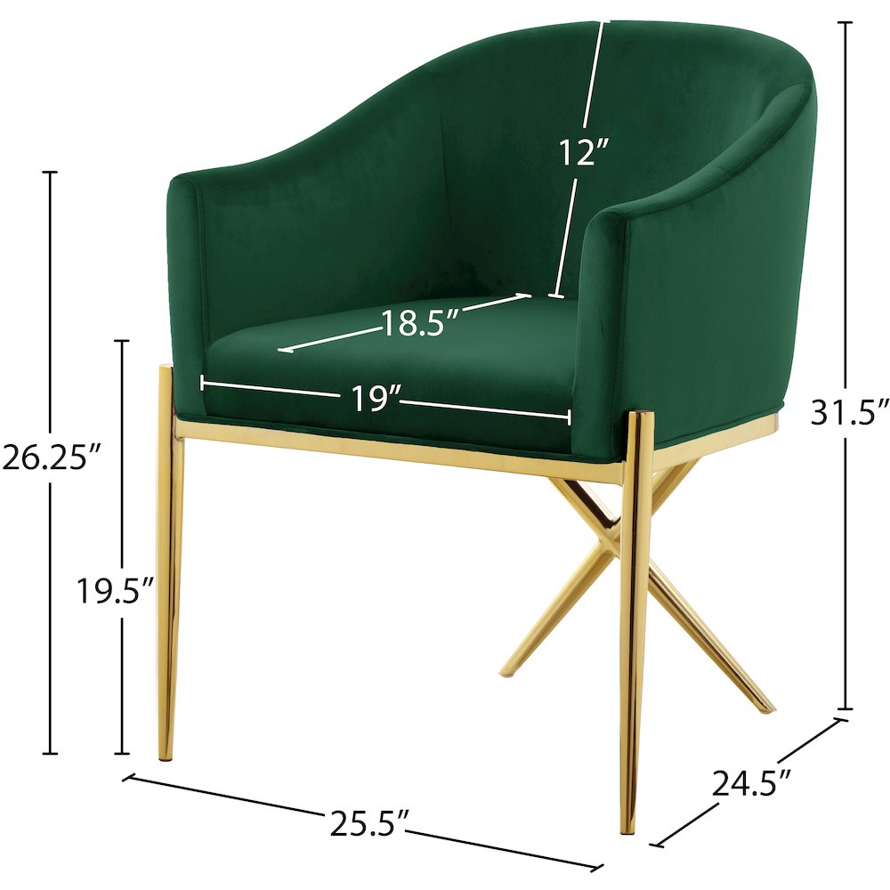 Xavier Green Velvet Dining Chair. Picture 4