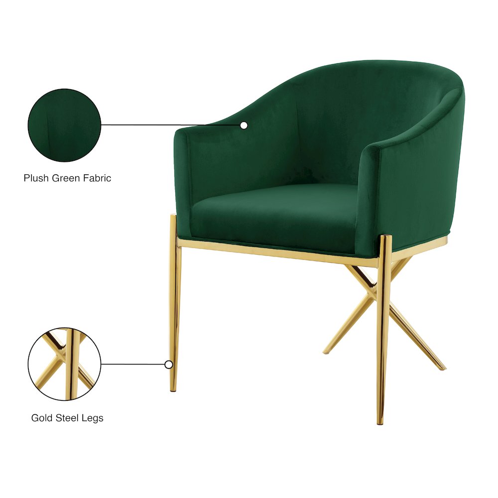 Xavier Green Velvet Dining Chair. Picture 5