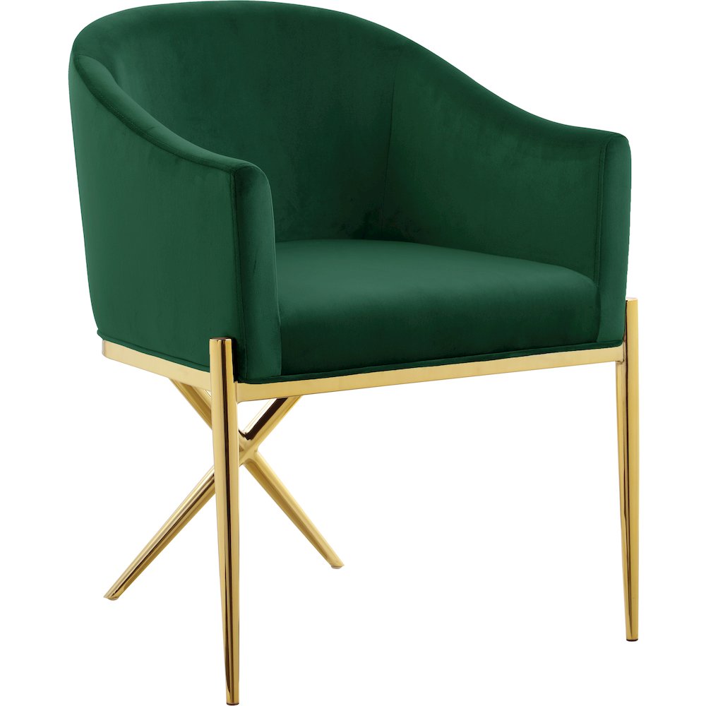 Xavier Green Velvet Dining Chair. Picture 1