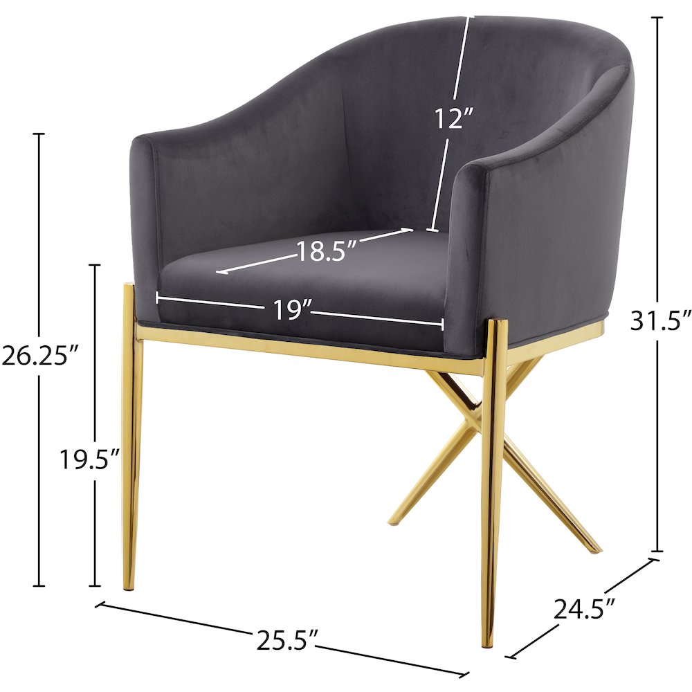 Xavier Grey Velvet Dining Chair. Picture 4