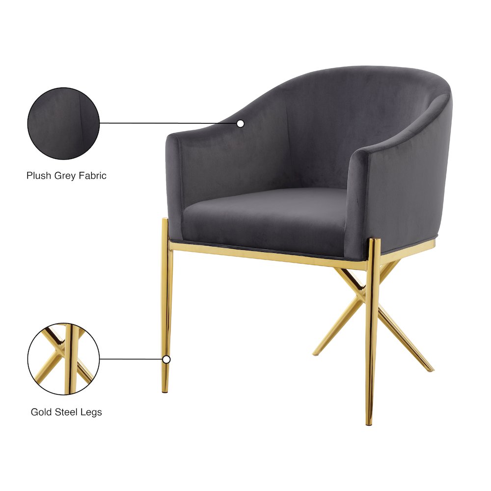 Xavier Grey Velvet Dining Chair. Picture 5