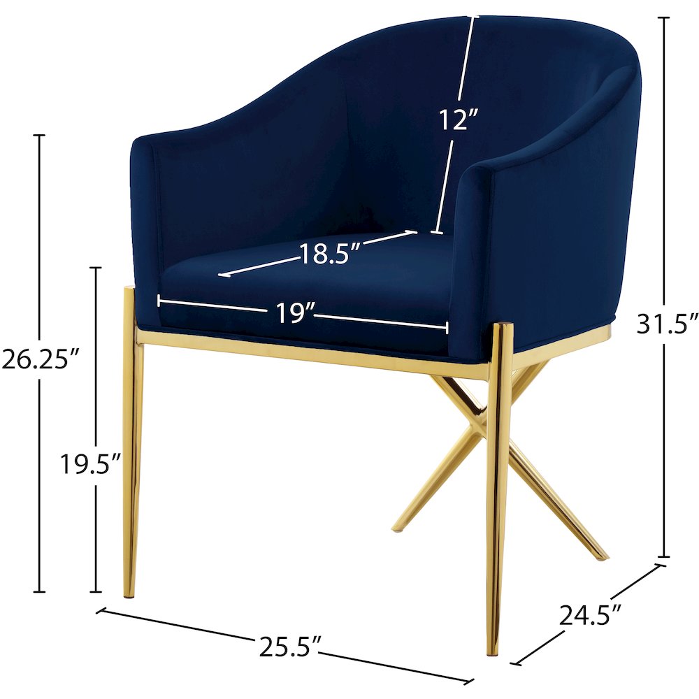 Xavier Navy Velvet Dining Chair. Picture 4