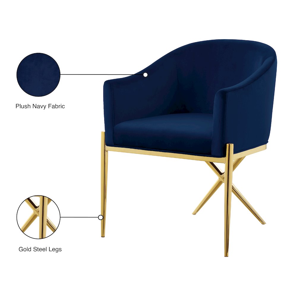 Xavier Navy Velvet Dining Chair. Picture 5