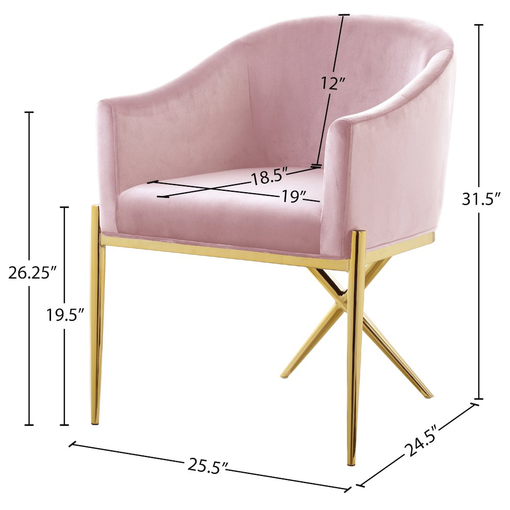 Xavier Pink Velvet Dining Chair. Picture 4