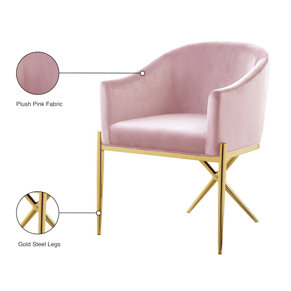Xavier Pink Velvet Dining Chair. Picture 5