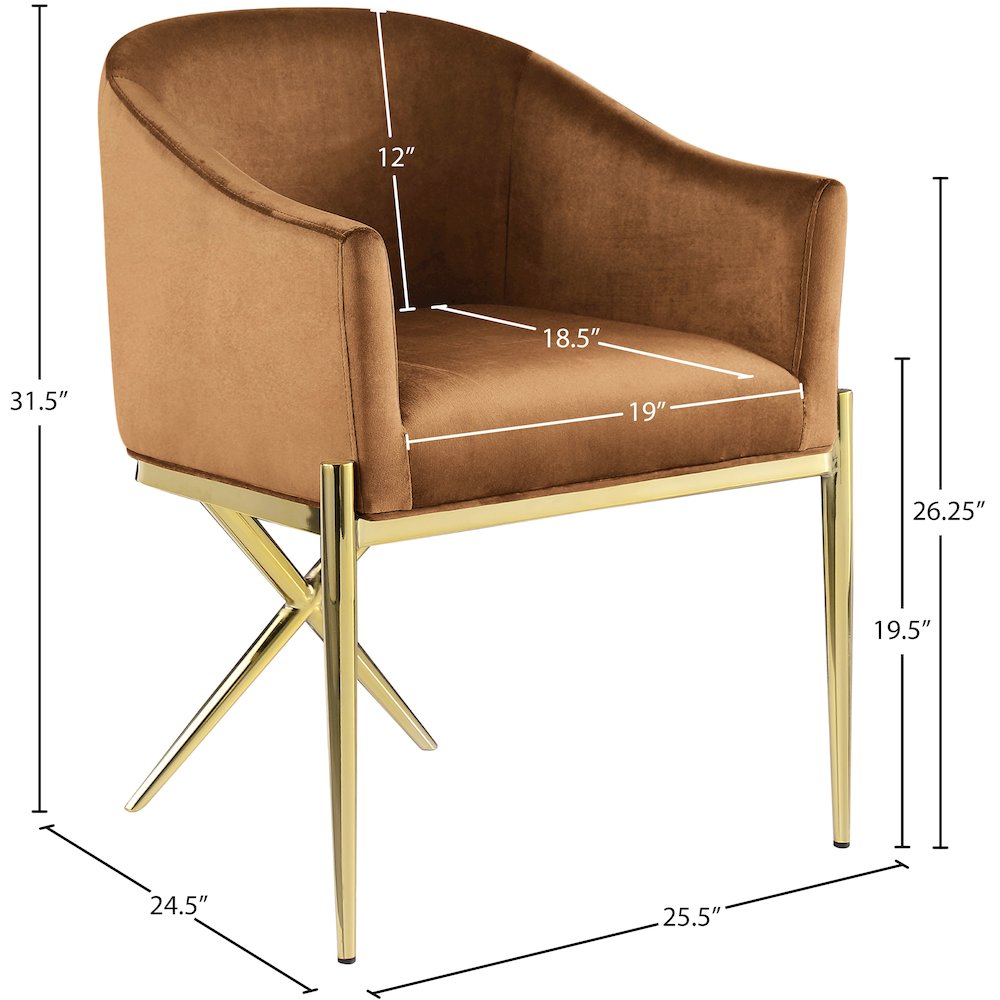 Xavier Saddle Velvet Dining Chair. Picture 8