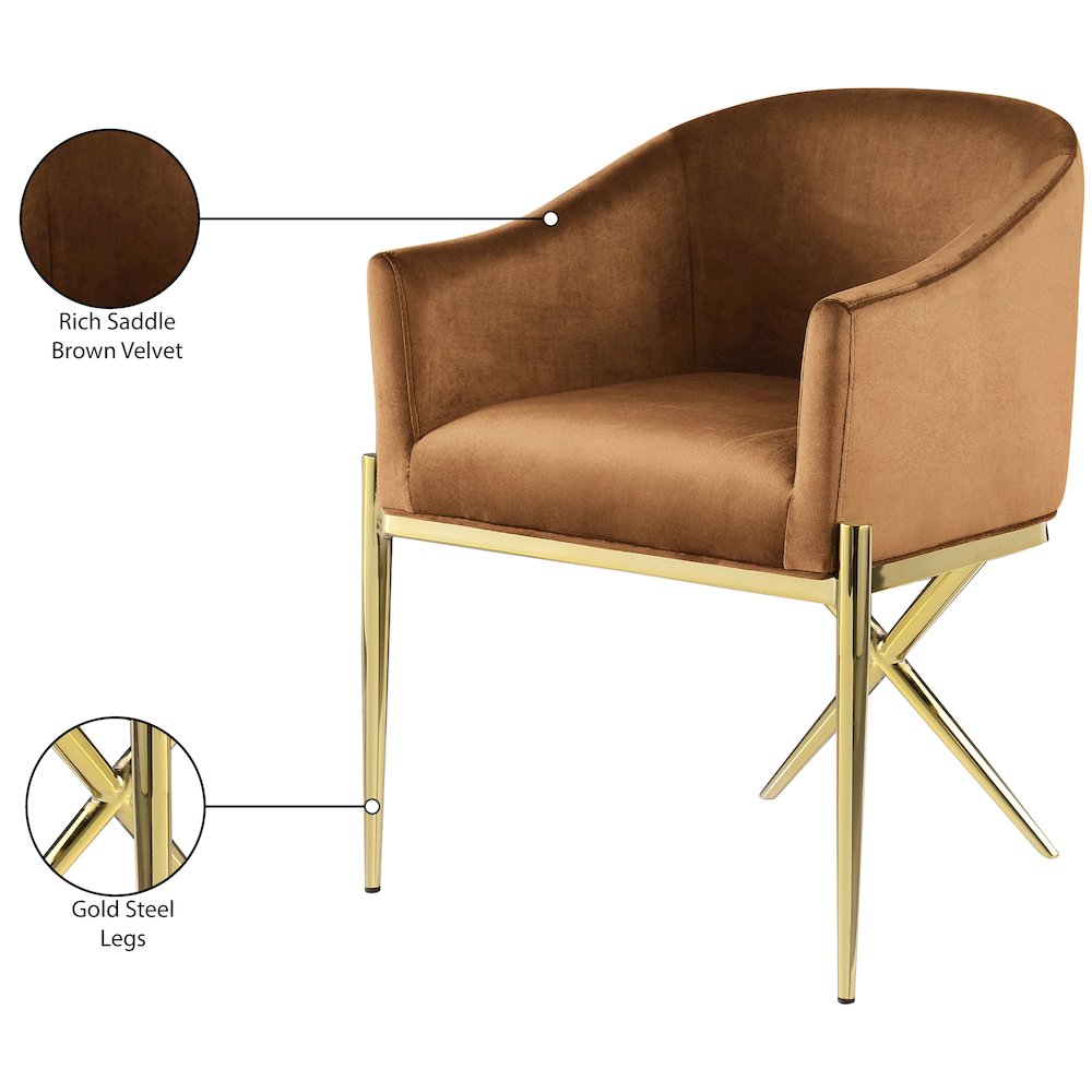 Xavier Saddle Velvet Dining Chair. Picture 9