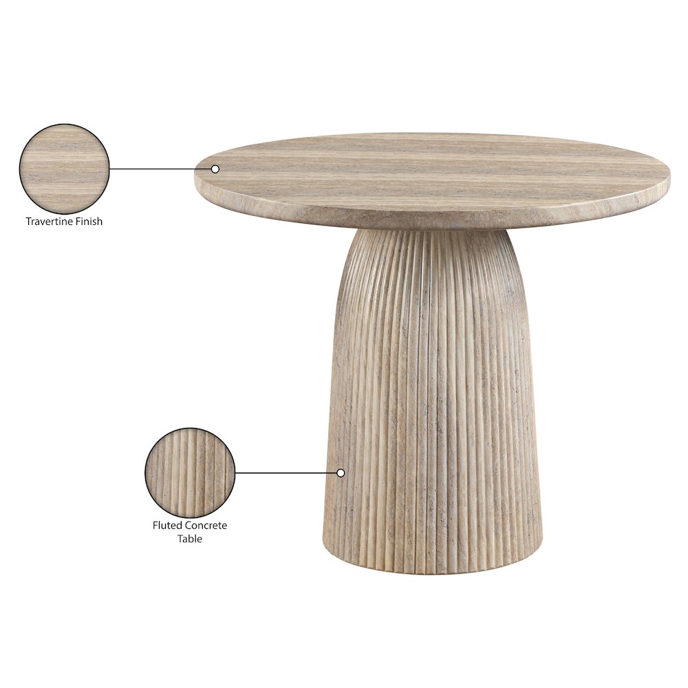 Venosa 36" Travertine Concrete Indoor/Outdoor Dining Table. Picture 8
