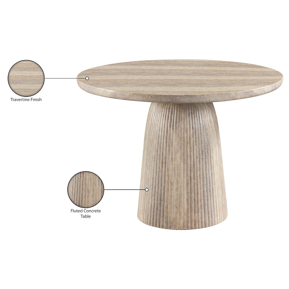 Venosa 42" Travertine Concrete Indoor/Outdoor Dining Table. Picture 8