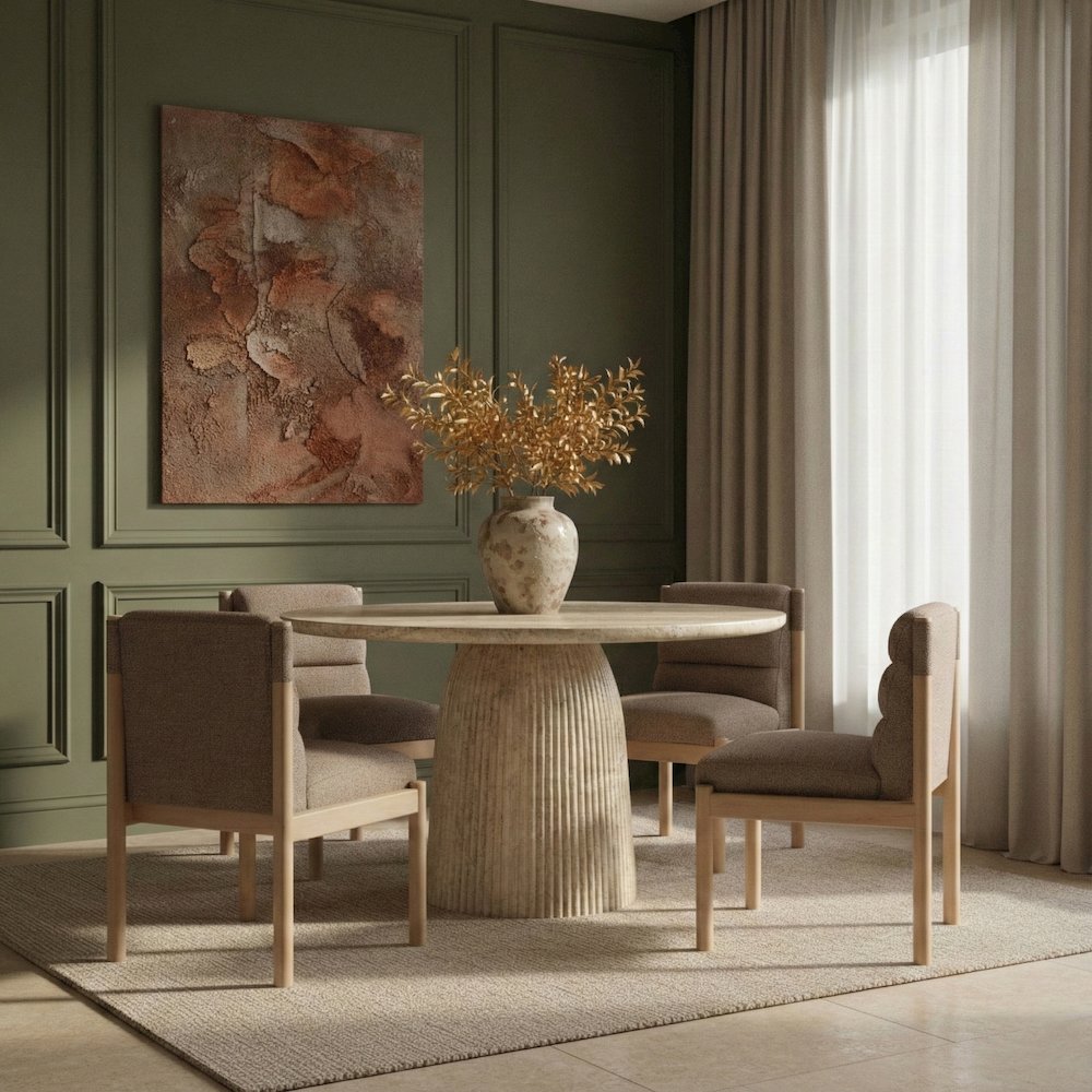 Venosa 42" Travertine Concrete Indoor/Outdoor Dining Table. Picture 2
