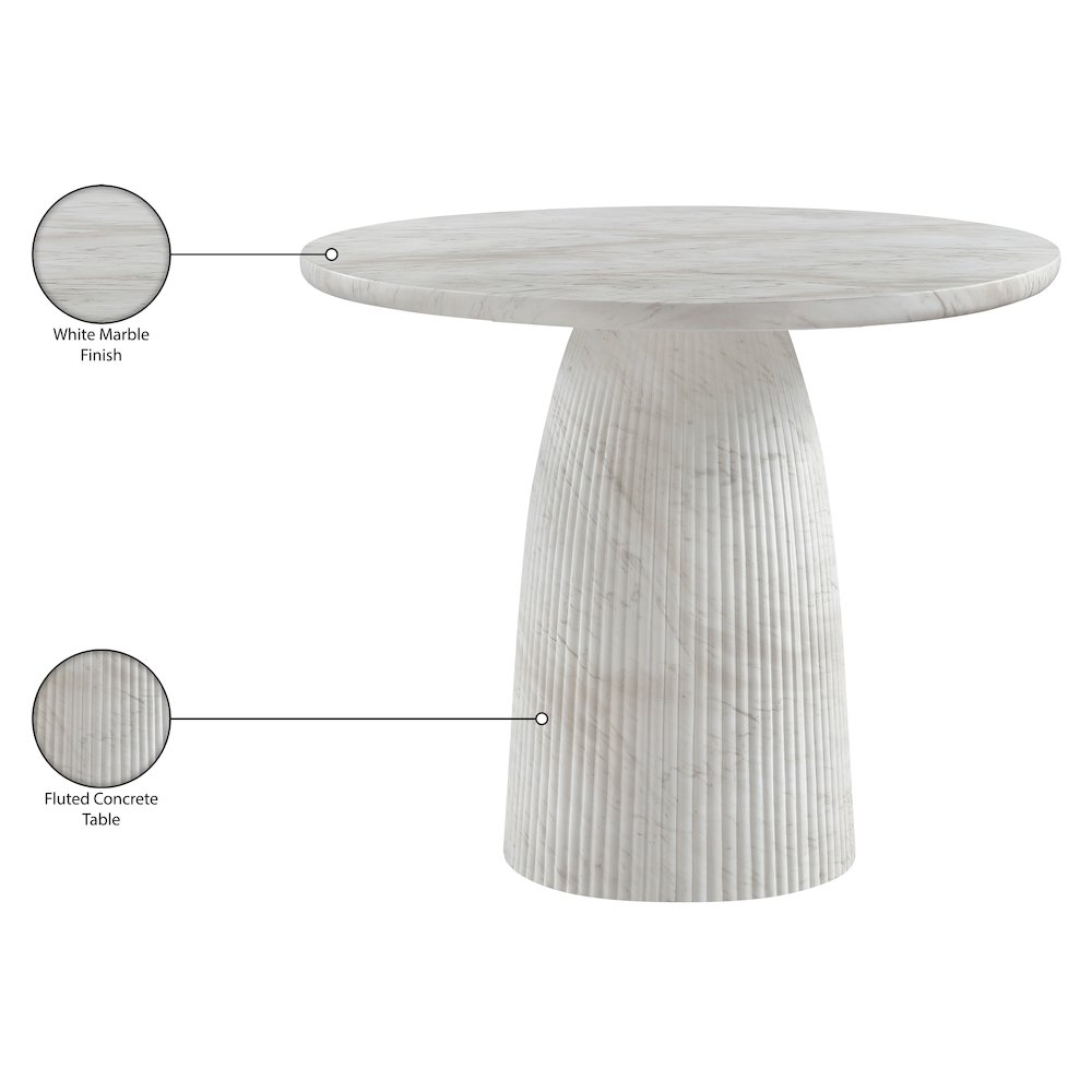 Venosa 36" White Concrete Indoor/Outdoor Dining Table. Picture 7