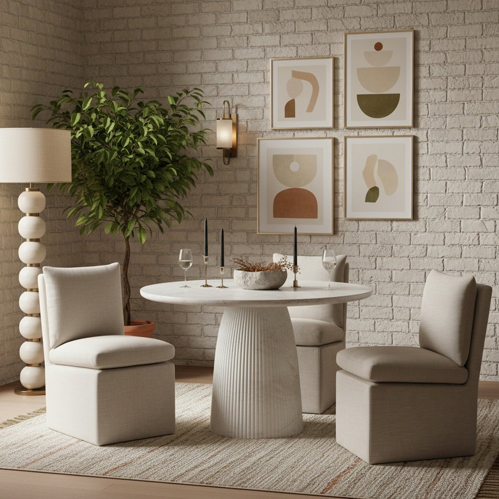 Venosa 36" White Concrete Indoor/Outdoor Dining Table. Picture 2