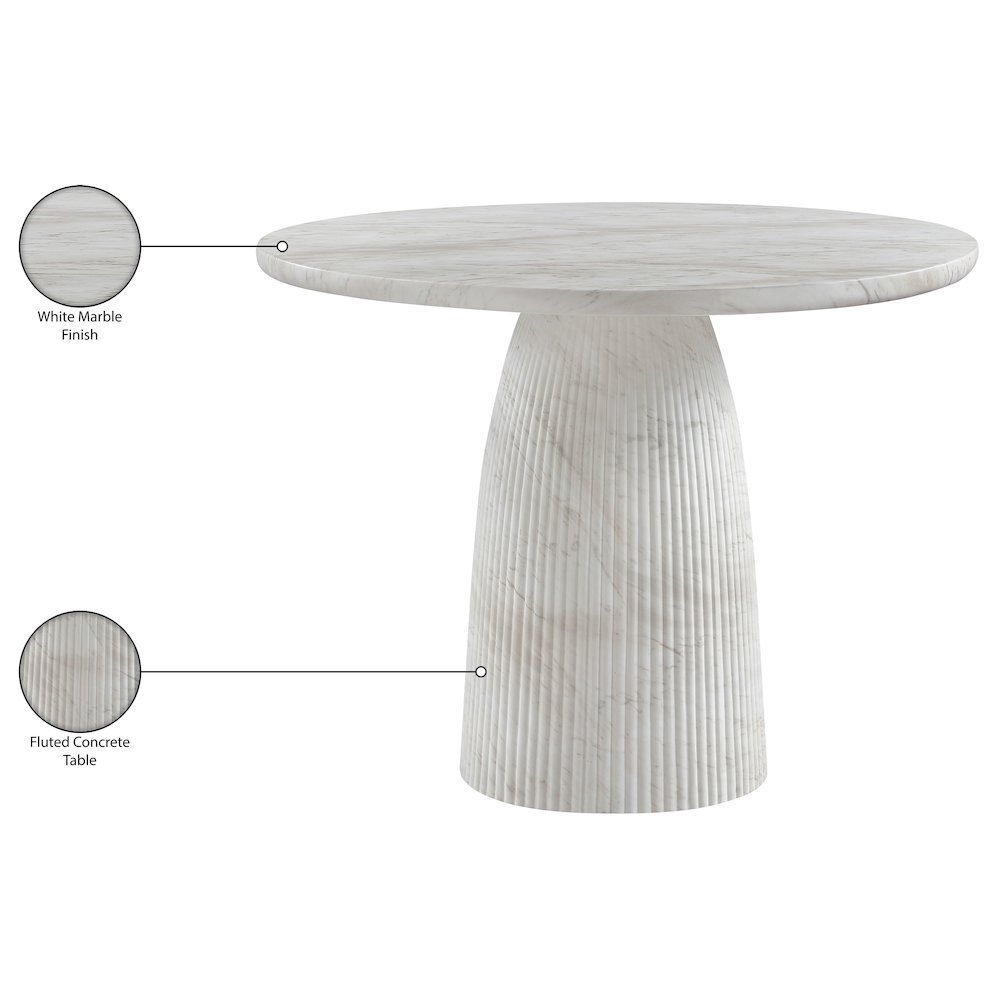 Venosa 42" White Concrete Indoor/Outdoor Dining Table. Picture 7