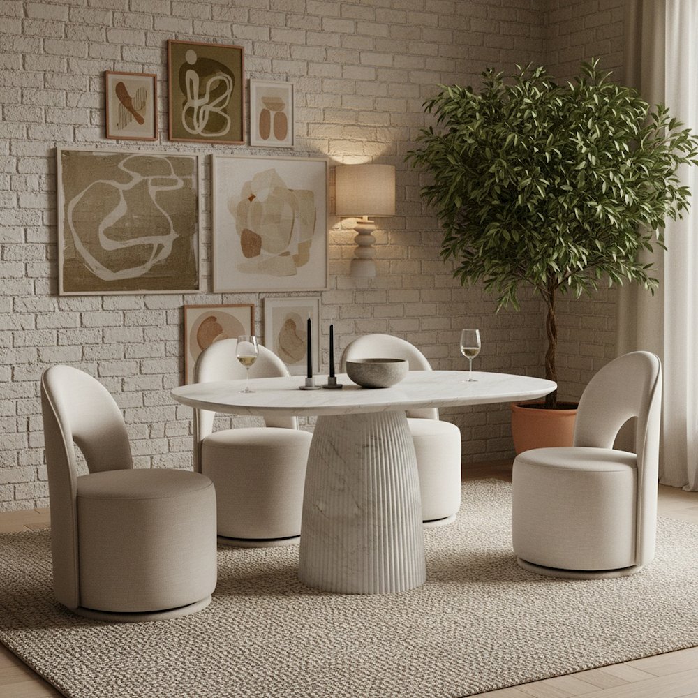 Venosa 42" White Concrete Indoor/Outdoor Dining Table. Picture 2