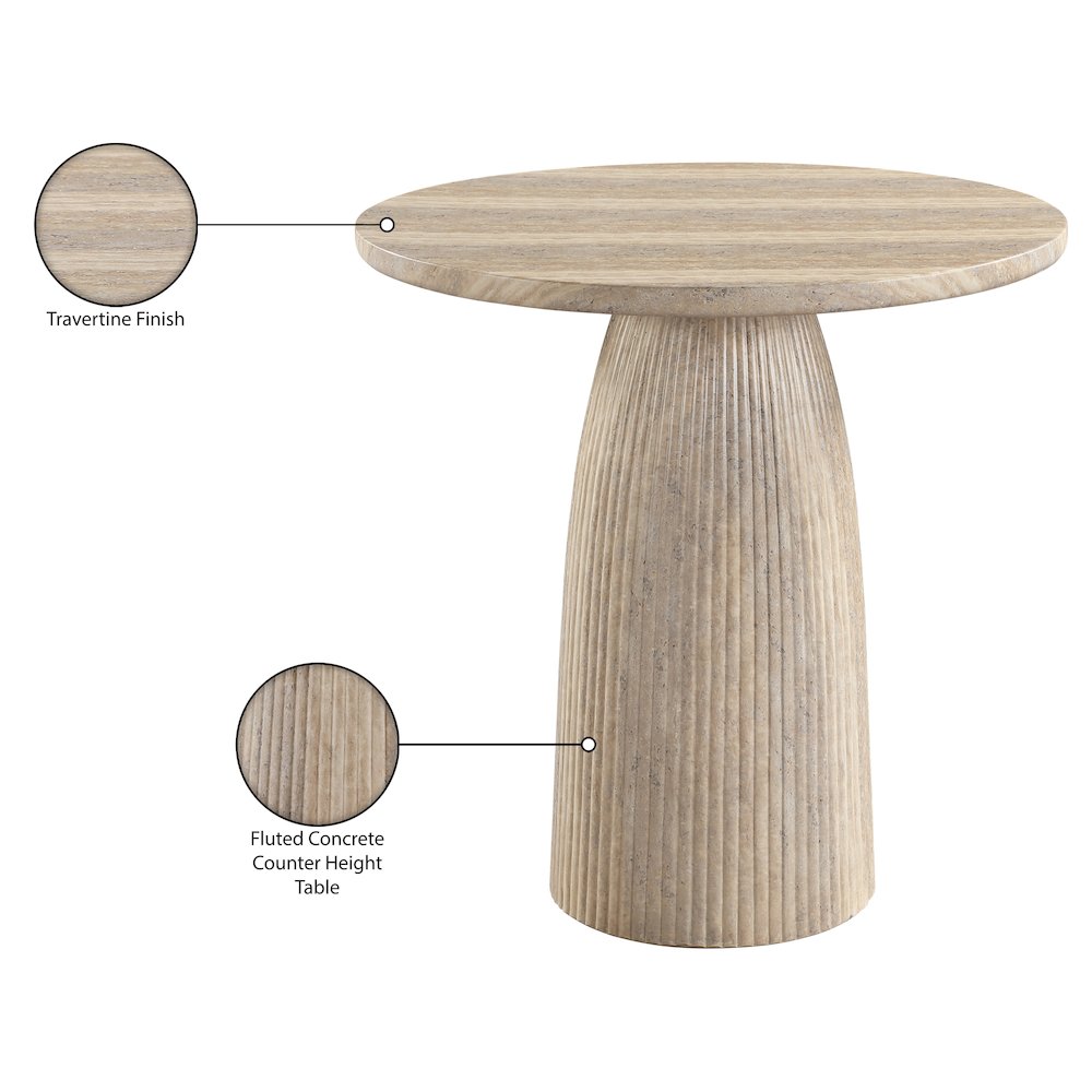 Venosa Travertine Concrete Indoor/Outdoor Counter Height Table. Picture 8