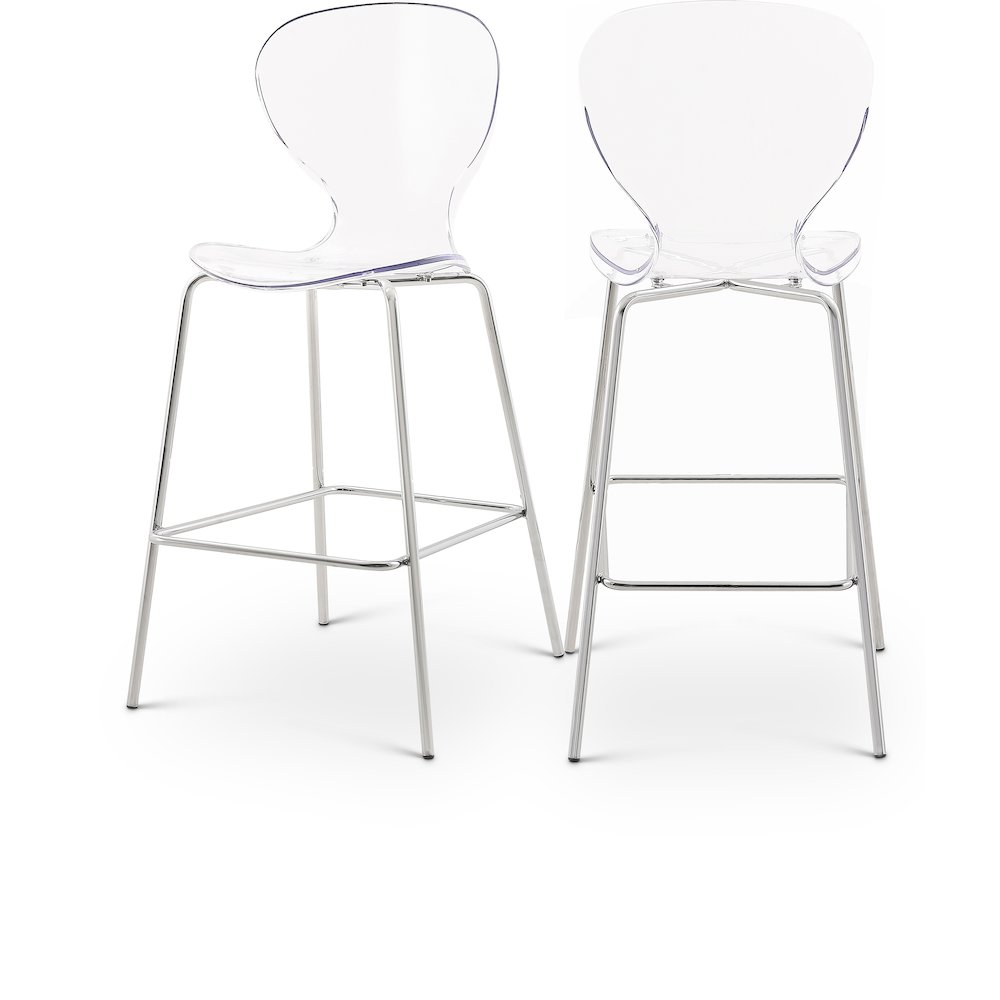 Clarion Chrome Metal Stool, Set of 2. Picture 1