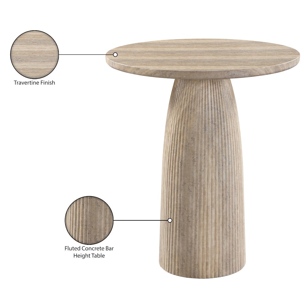 Venosa Travertine Concrete Indoor/Outdoor Bar Table. Picture 5