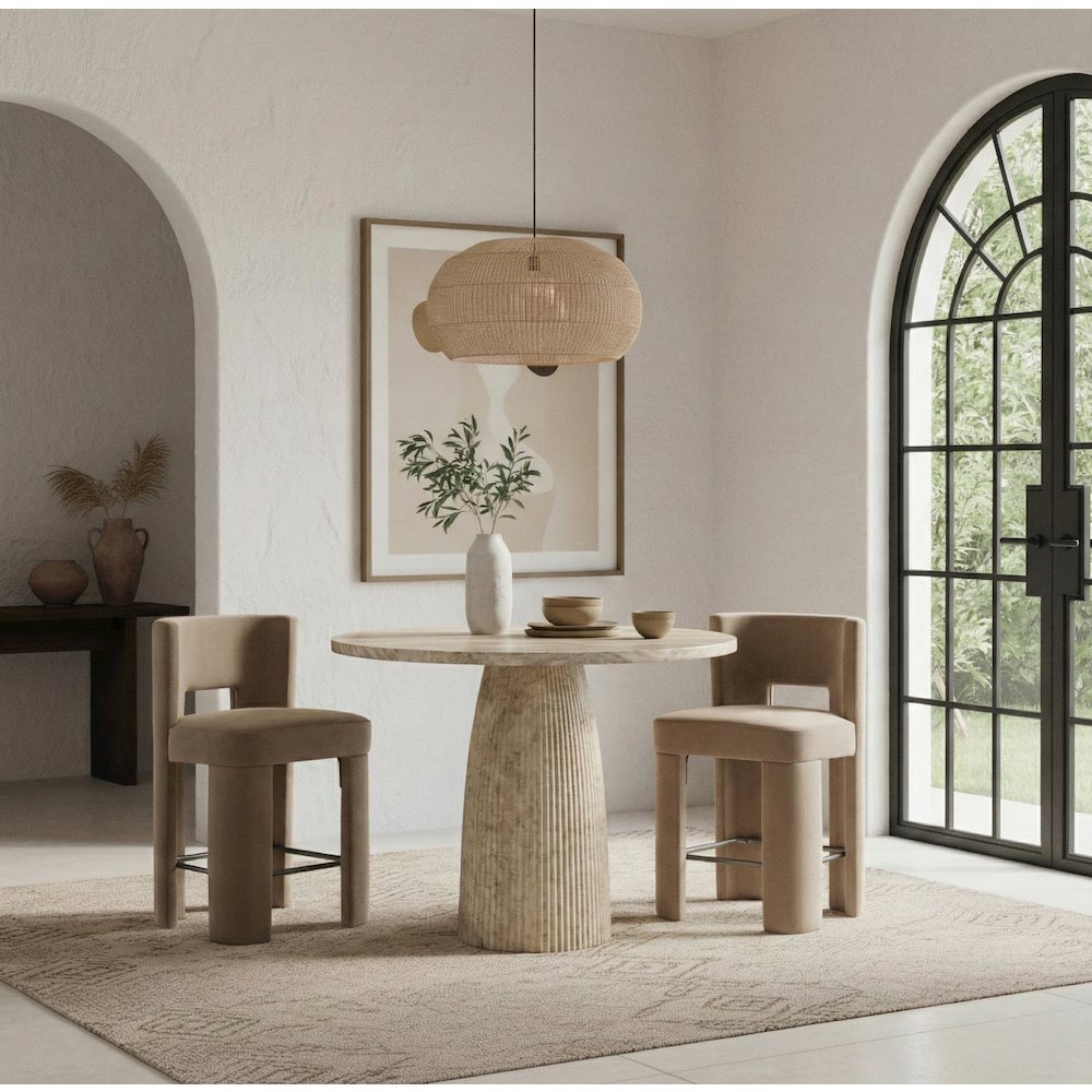 Venosa Travertine Concrete Indoor/Outdoor Bar Table. Picture 2