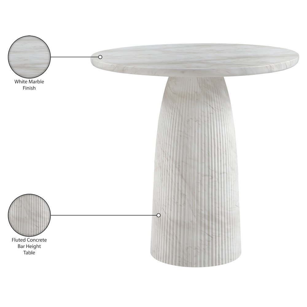 Venosa White Concrete Indoor/Outdoor Bar Table. Picture 7