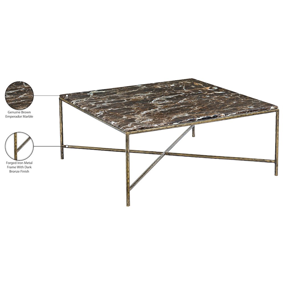 Valen Brown Marble And Iron Coffee Table. Picture 8