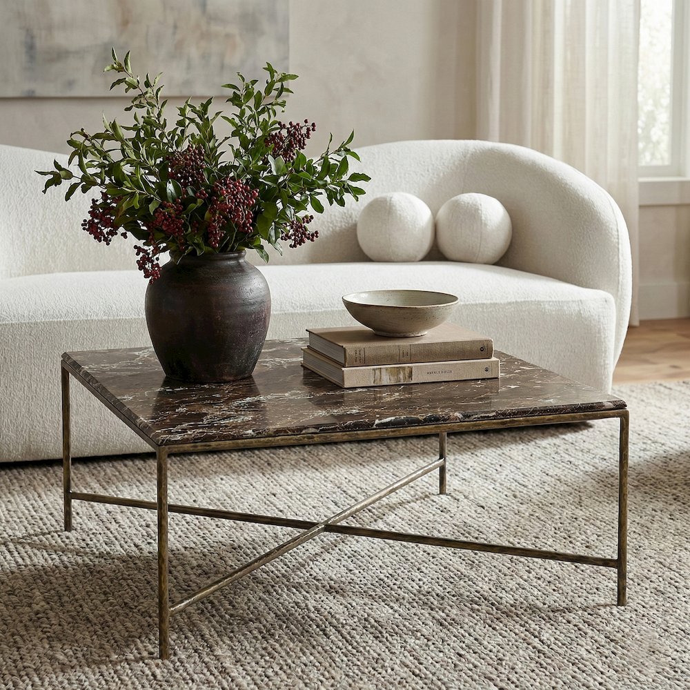 Valen Brown Marble And Iron Coffee Table. Picture 2