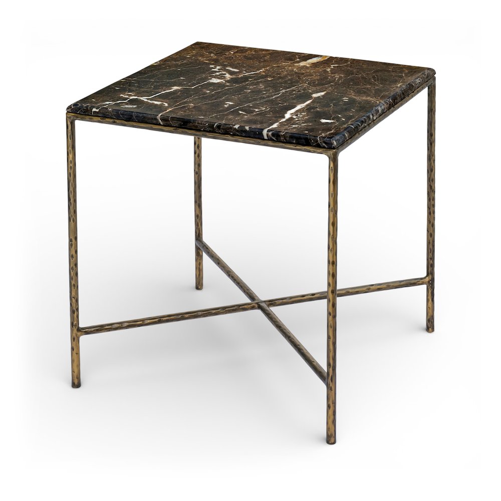Valen Brown Marble And Iron End Table. Picture 1