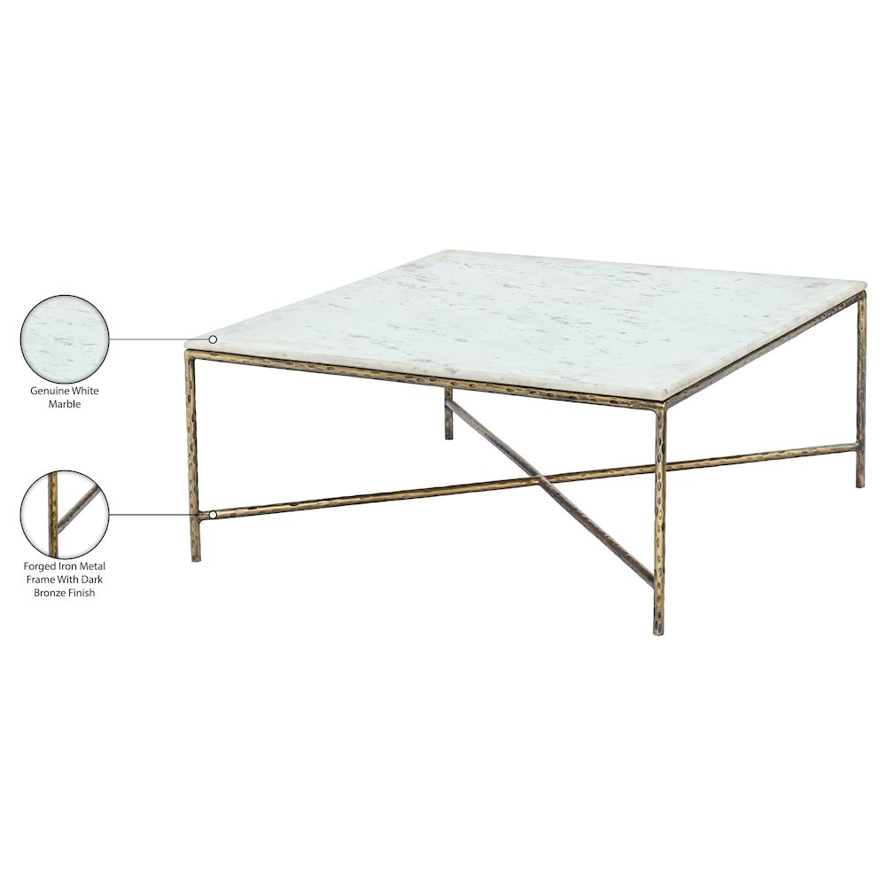 Valen White Marble And Iron Coffee Table. Picture 8