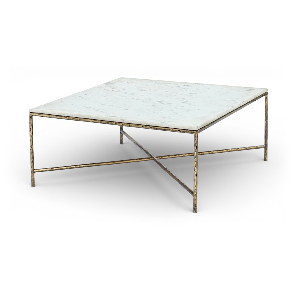Valen White Marble And Iron Coffee Table. Picture 1